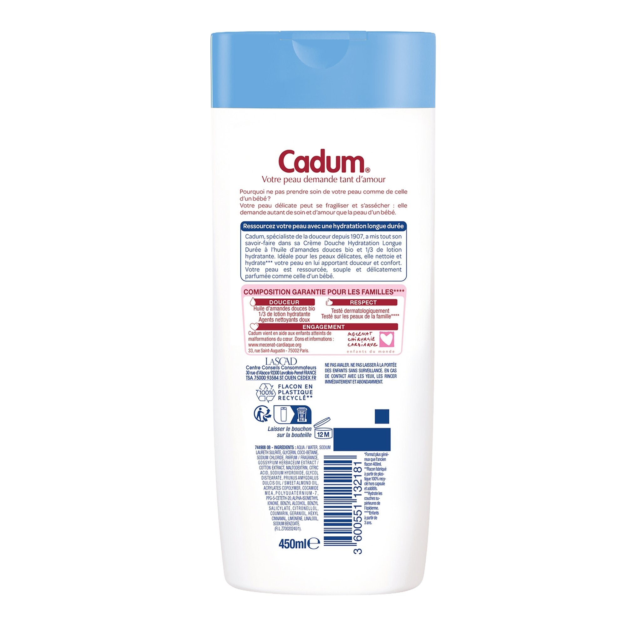 Cadum crème de douche hydratation peaux sèches