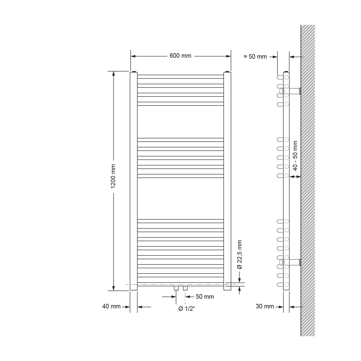 ECD Germany Sahara radiateur salle de bain anthracite 60x120