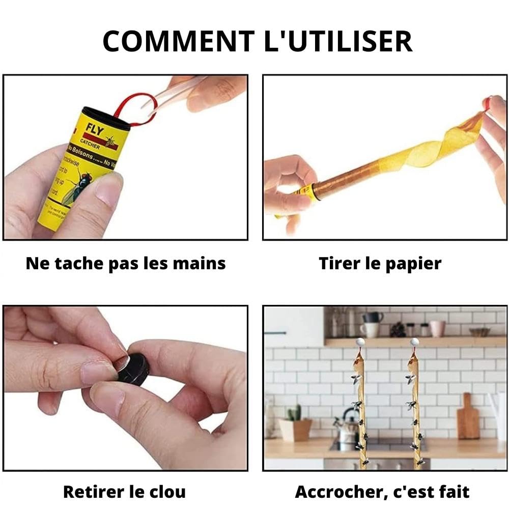 Shop-Story Fly Rollers pack 4 rouleaux attrape-mouches