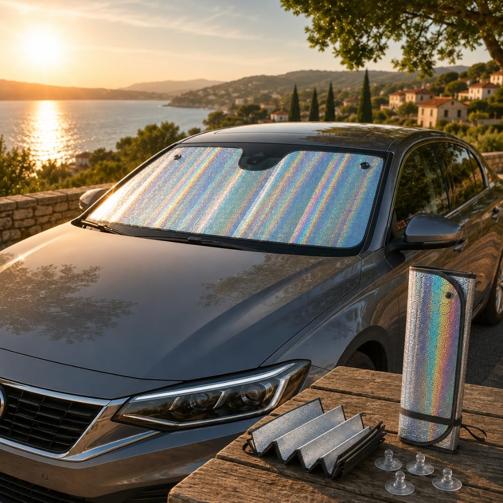 Pare-Soleil Voiture Pliable 145x70 cm Anti-UV Holographique