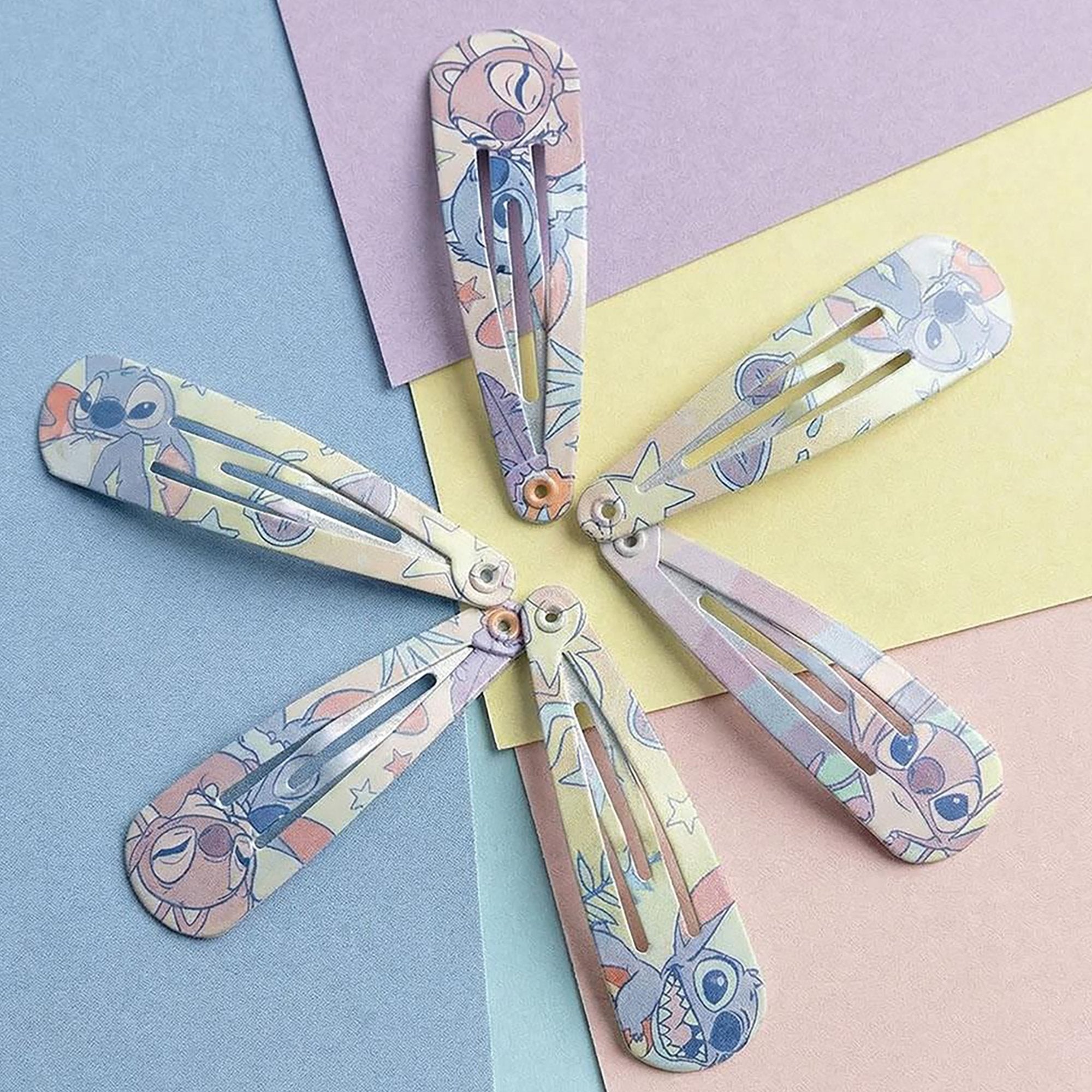 Barrettes cheveux clic-clac Lilo et Stitch lot 6 fantaisie