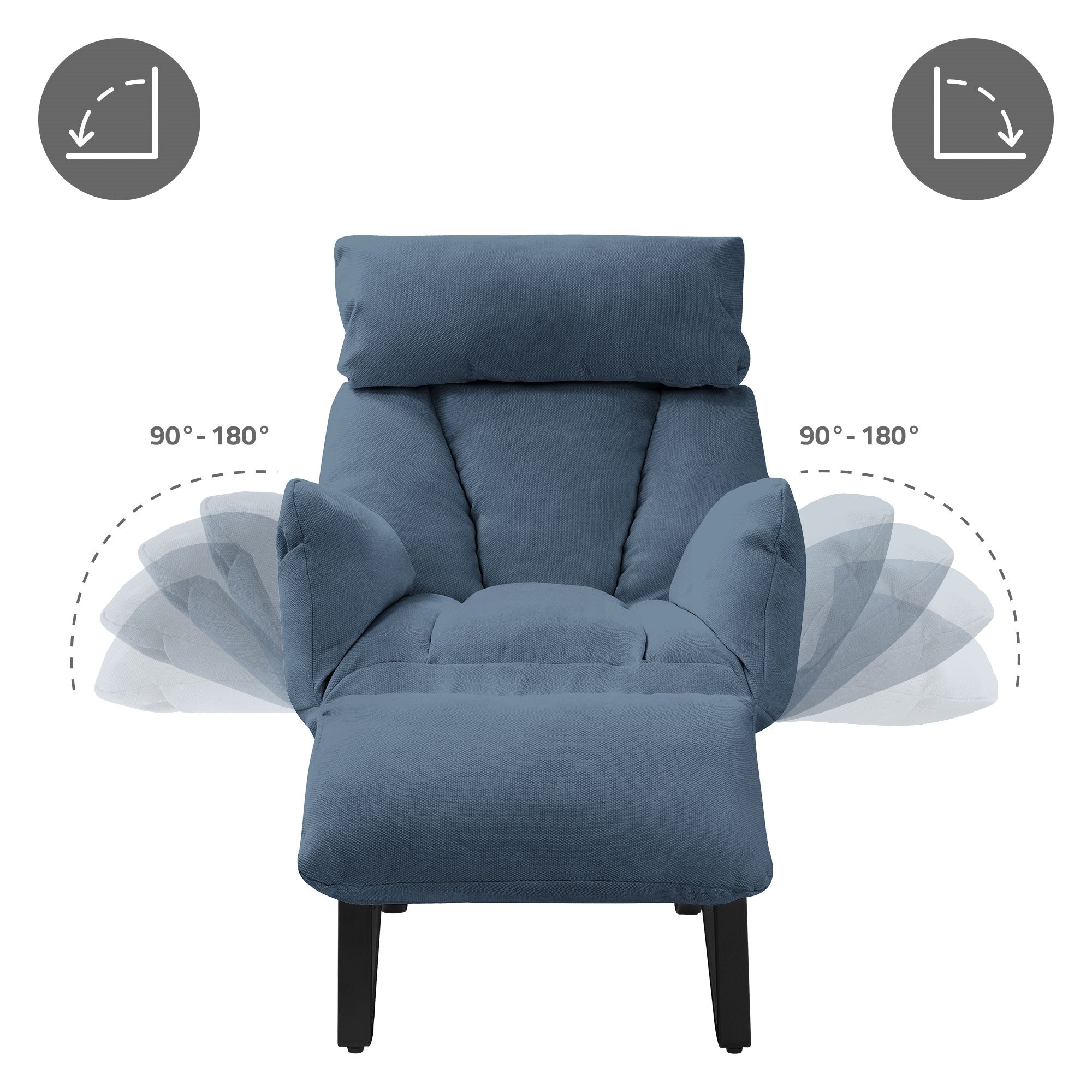 ECD Germany fauteuil relaxation lin bleu dossier réglable