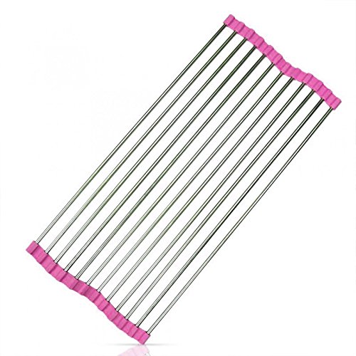 Shop-Story Maison Égouttoir Pliable Acier Fuchsia 37x23cm