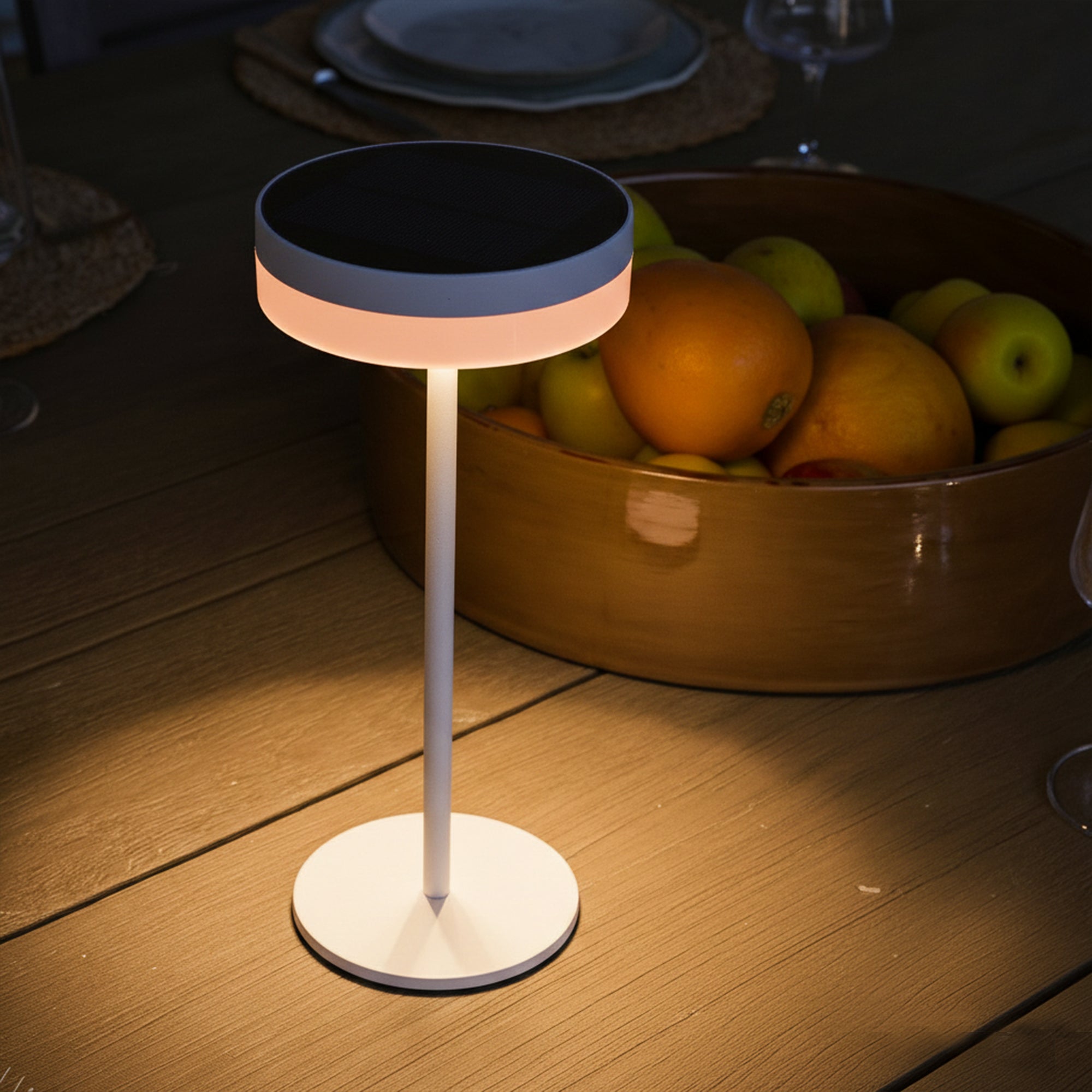 Red Deco Vivia Mini lampe de table solaire blanc dimmable 27 cm
