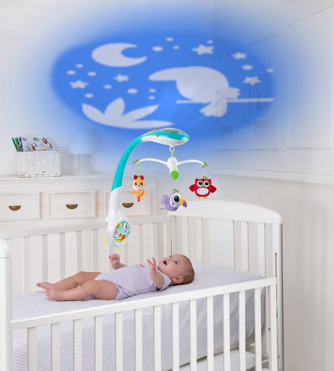 Chicco Forêt Magique mobile projecteur bébé musical 3 peluches