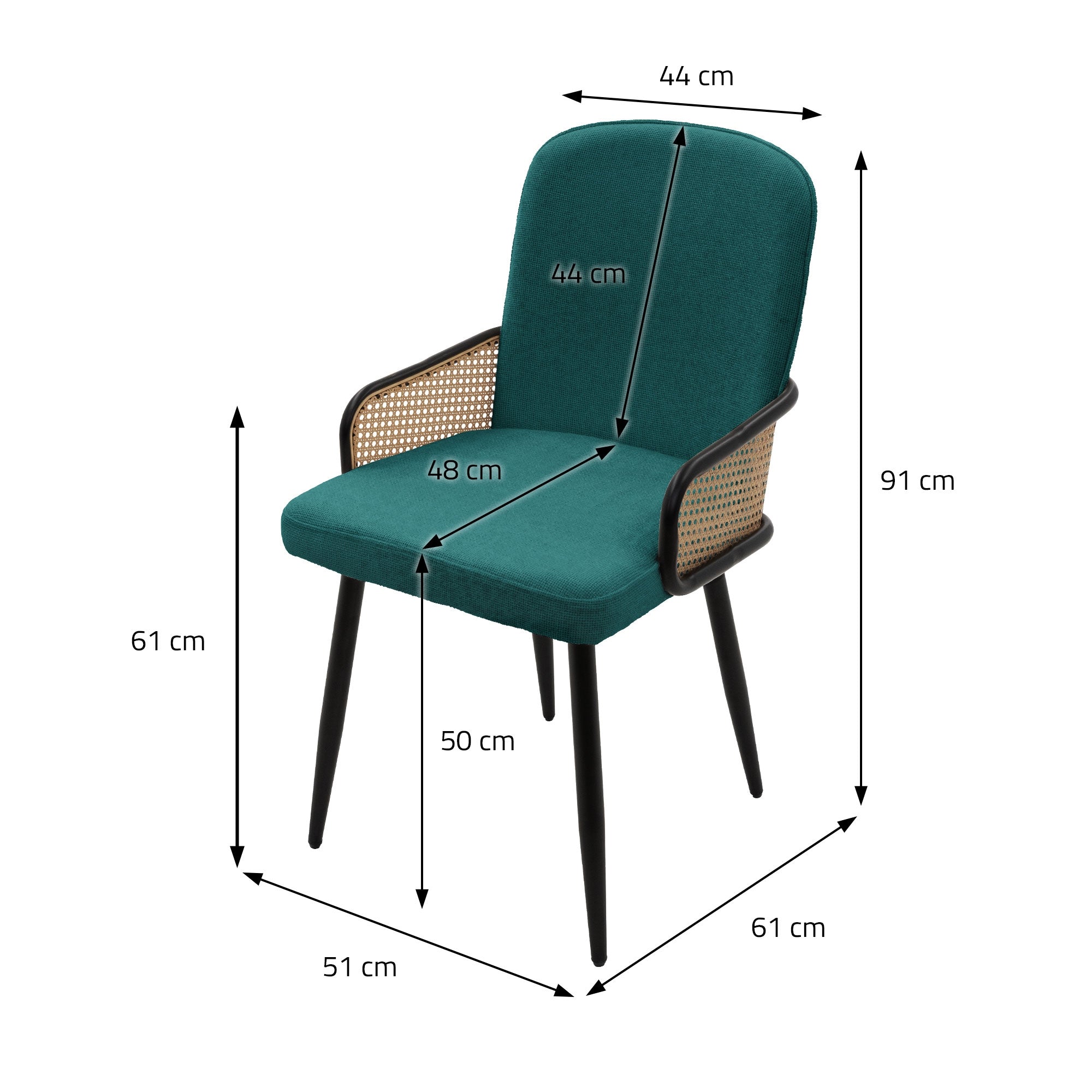 ECD Germany Möbel chaises salle à manger pétrole lot 2 rotin