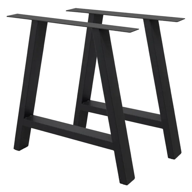 ECD Germany Möbel pied de table acier noir 70x72 cm lot de 2