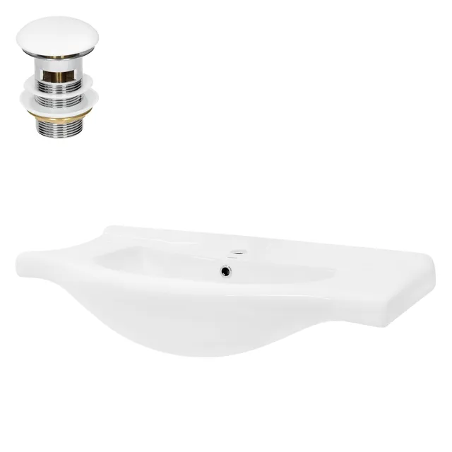 LuxeBath Vasque ovale blanc céramique 86 cm avec bonde