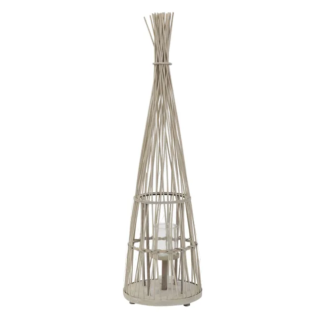 ECD Germany Garten lanterne bambou 110 cm LED verre tressée