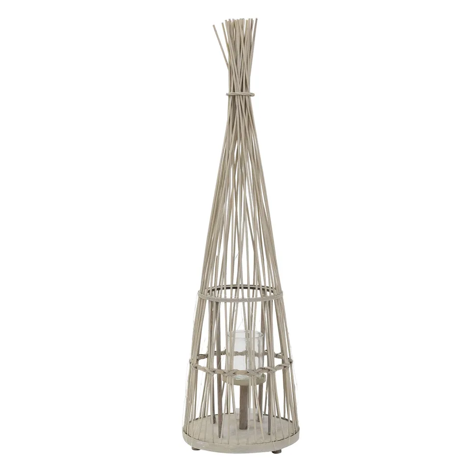ECD Germany Garten lanterne bambou 110 cm LED verre tressée