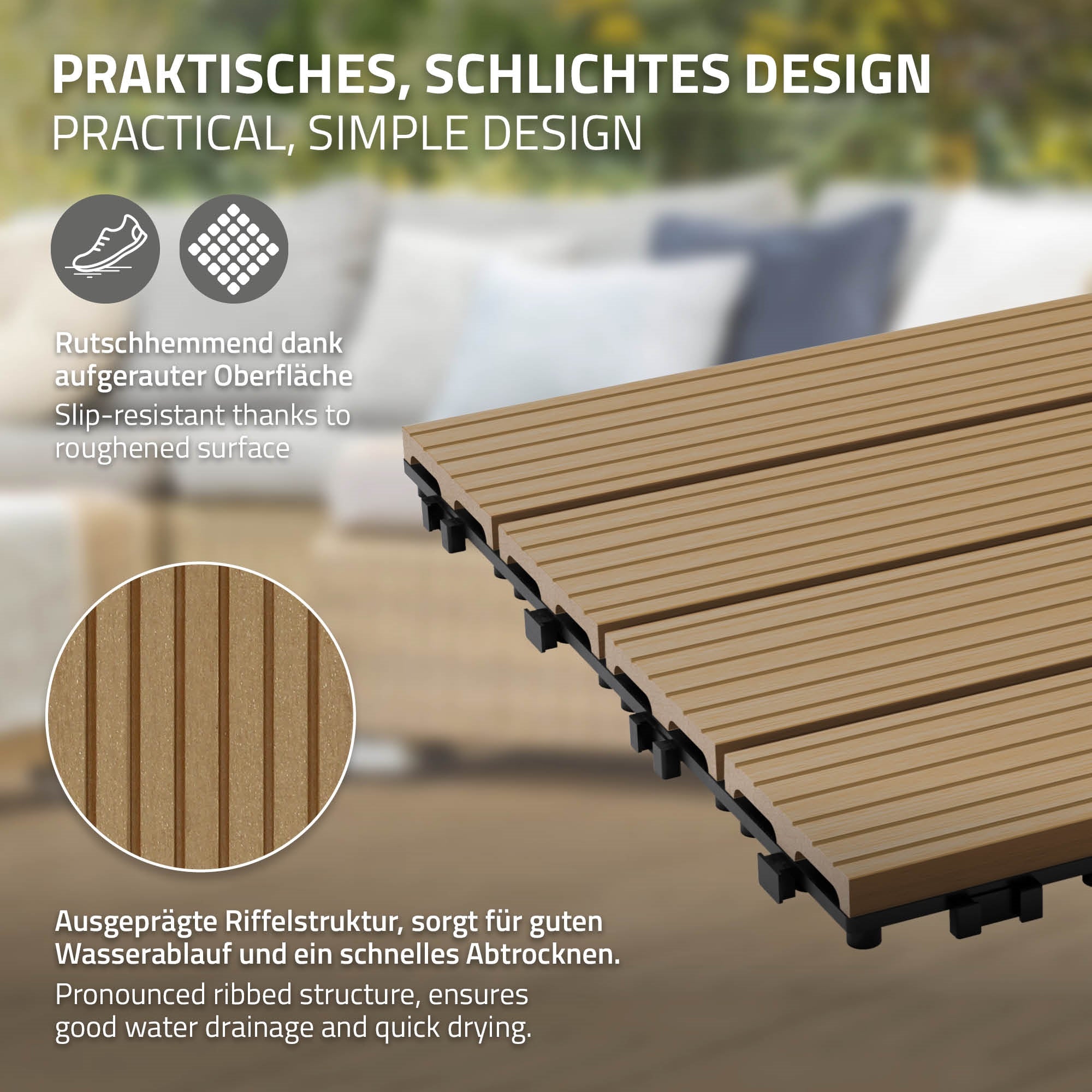 ECD Germany dalle terrasse WPC 30x30 teck lot 22 2m²