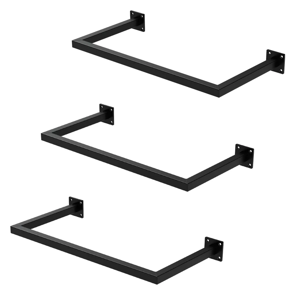 ECD Germany Möbel lot 3 tringles 30x60 cm noir acier