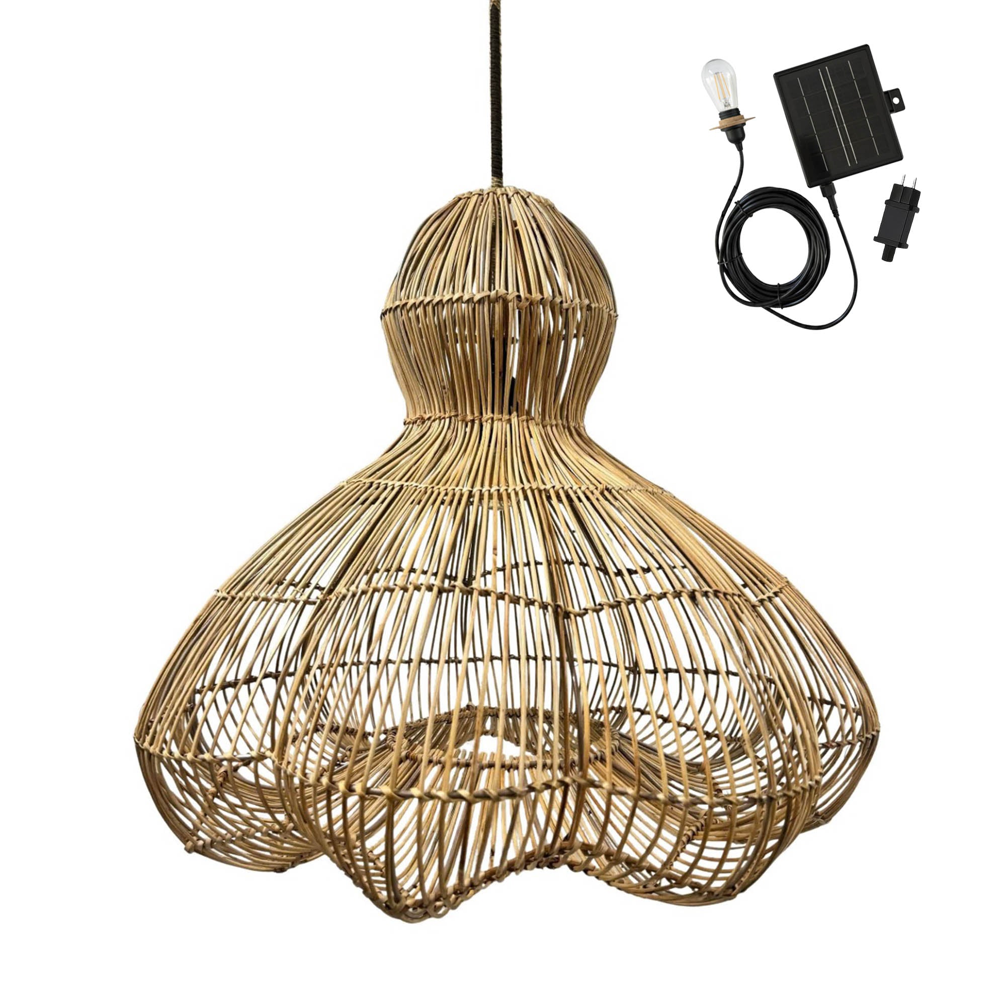 Red Deco Ronda Solar suspension solaire rotin 80 cm blanc chaud