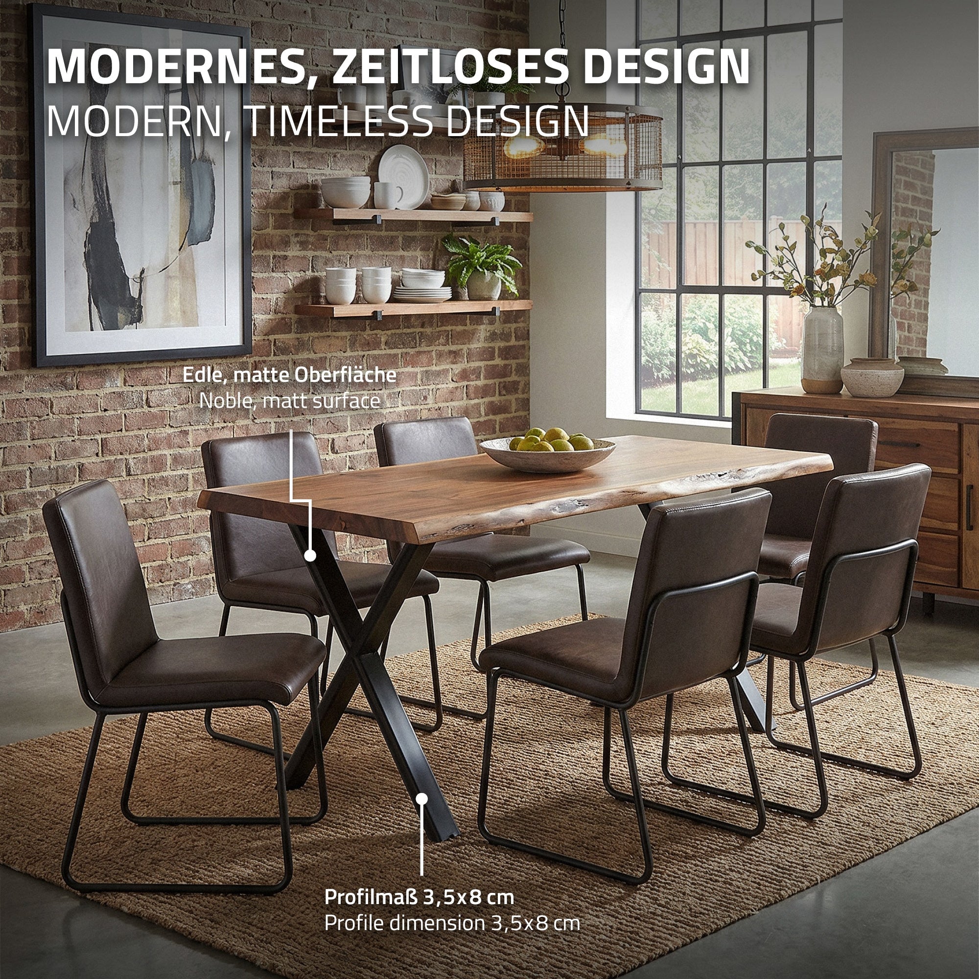 ML-Design X-Form pieds de table 60x72 cm noirs acier