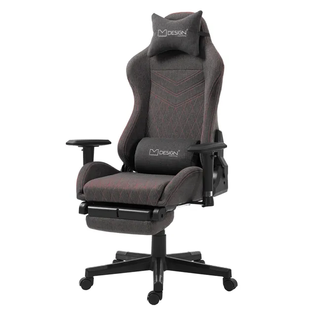 ECD Germany Möbel chaise gaming tissu gris rouge 150 kg