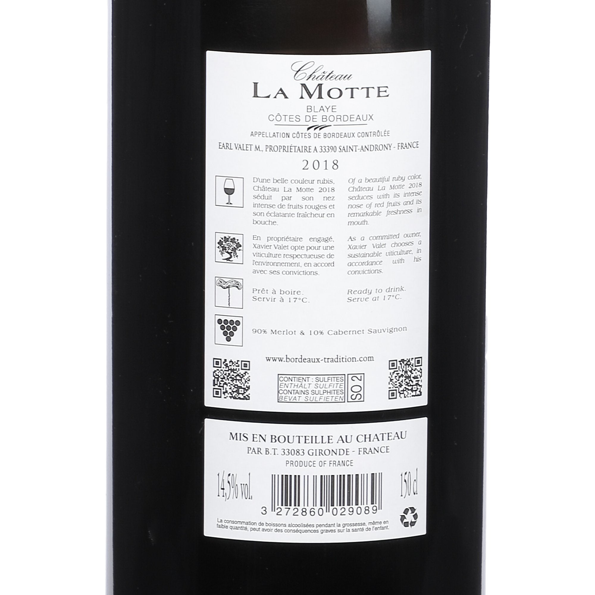 Château La Motte vin rouge Côtes Bordeaux 2018