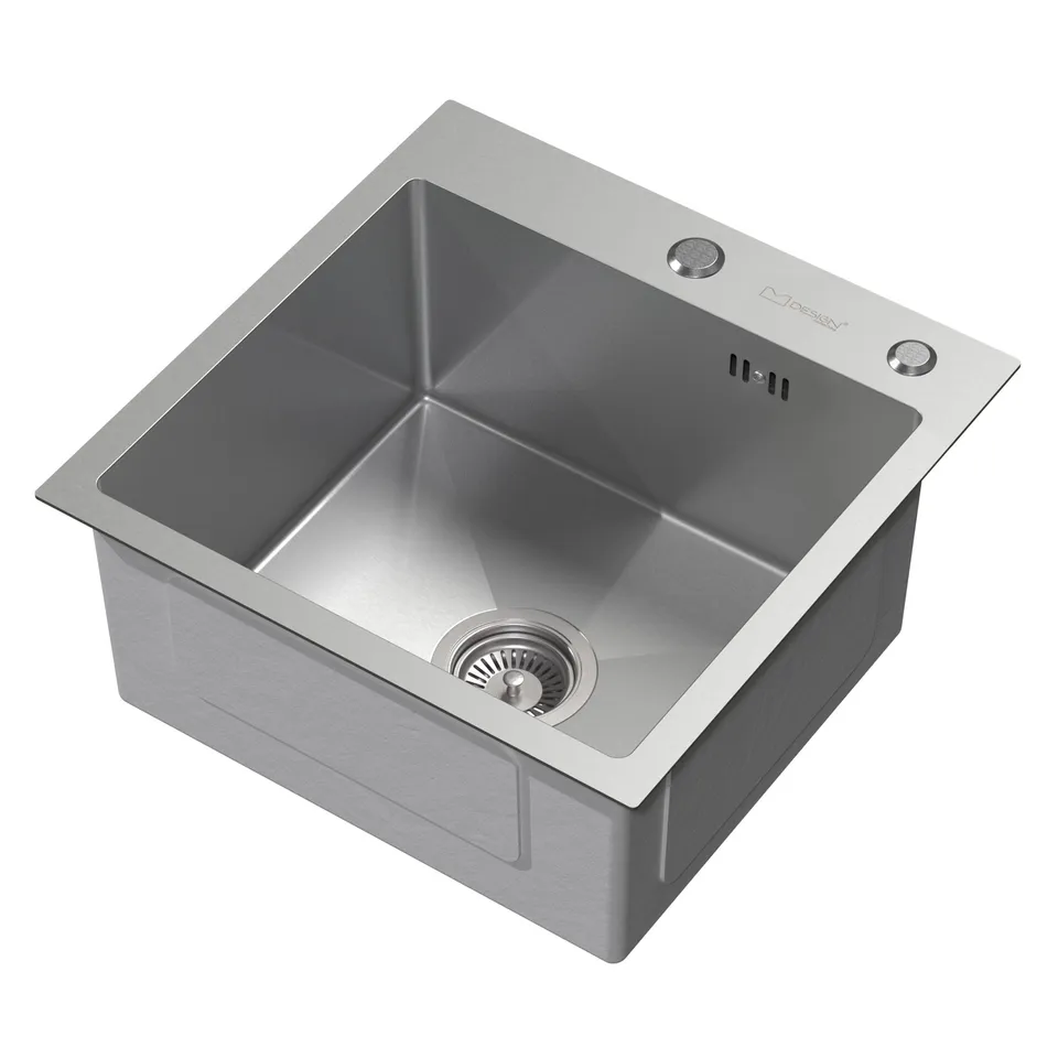 ECD Germany Sanitär évier inox 45x45 cm argent simple bac