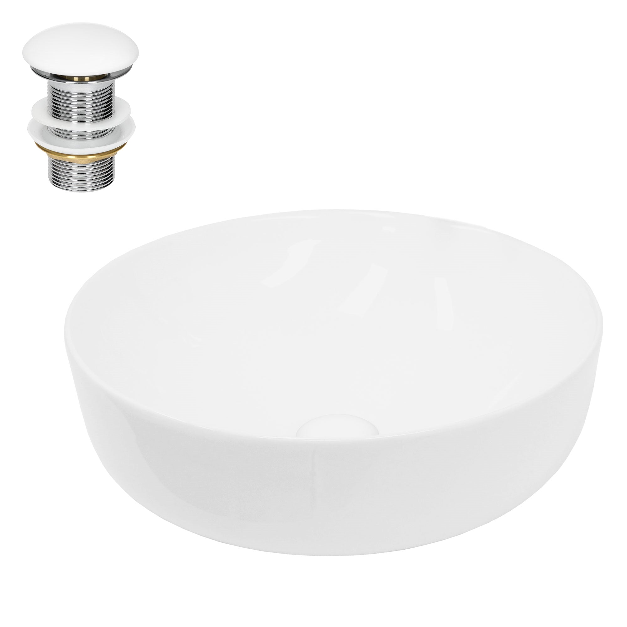 LuxeBath lavabo rond blanc céramique Ø40 cm avec bonde