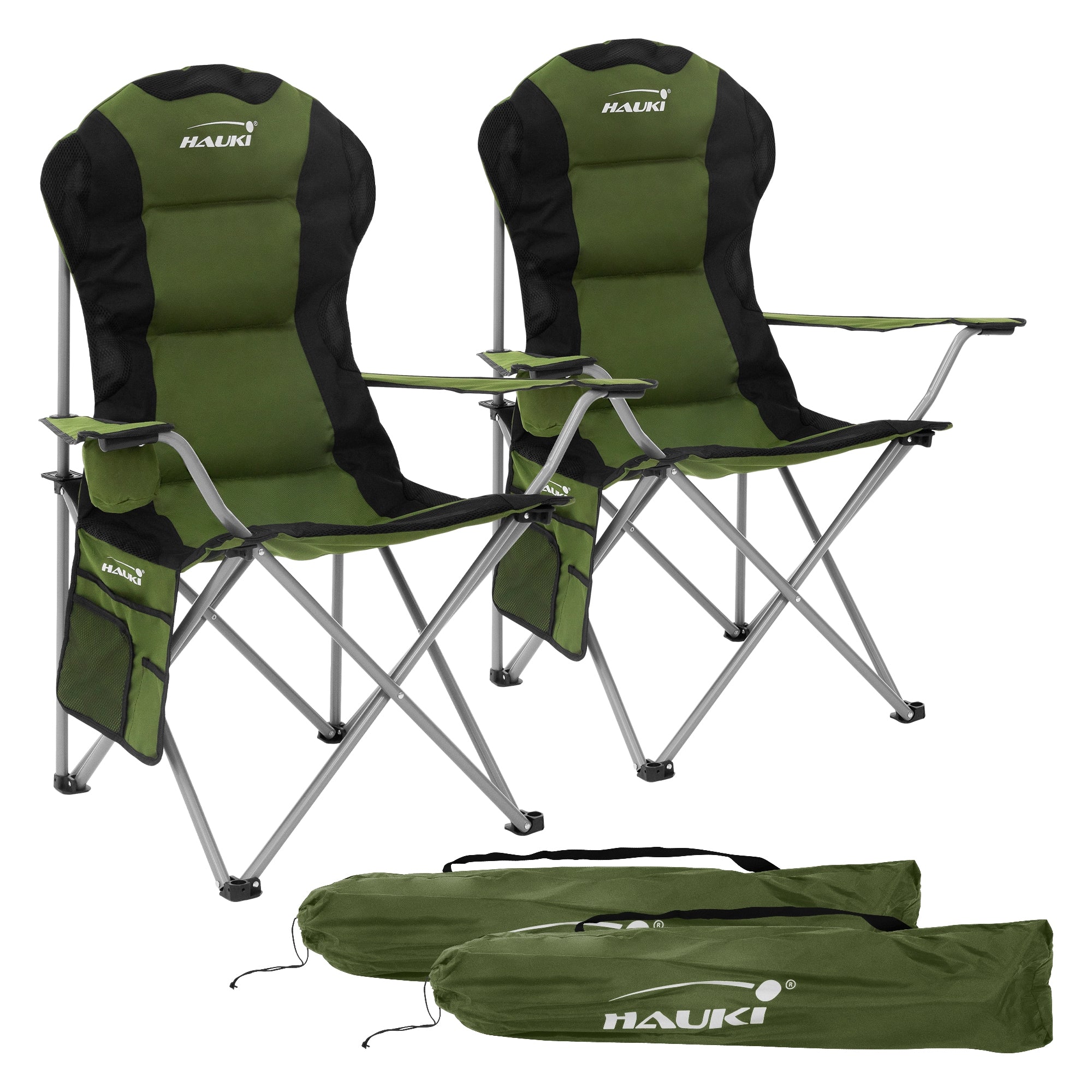 ECD Germany Sport Hauki chaise camping kaki pliable 150 kg lot de 2
