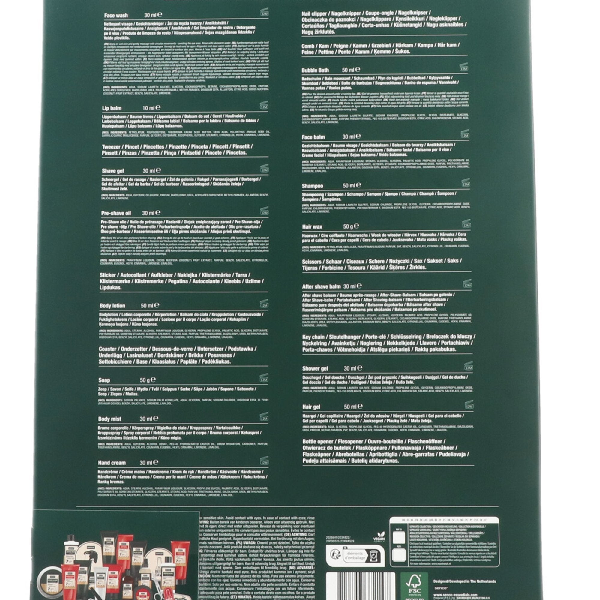 Sence calendrier de l'avent soin homme 19 soins rasage