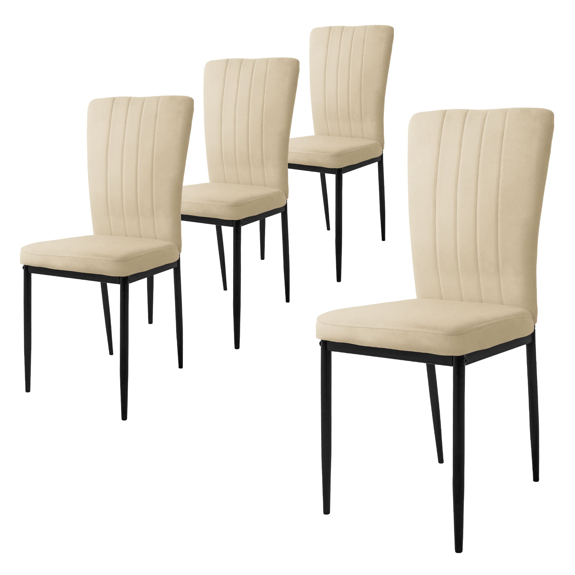 ECD Germany Möbel Lot 4 chaises velours gris pieds métal