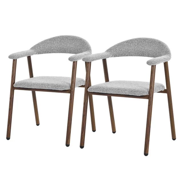 ML-Design chaises salle à manger grises lot de 2 avec accoudoirs