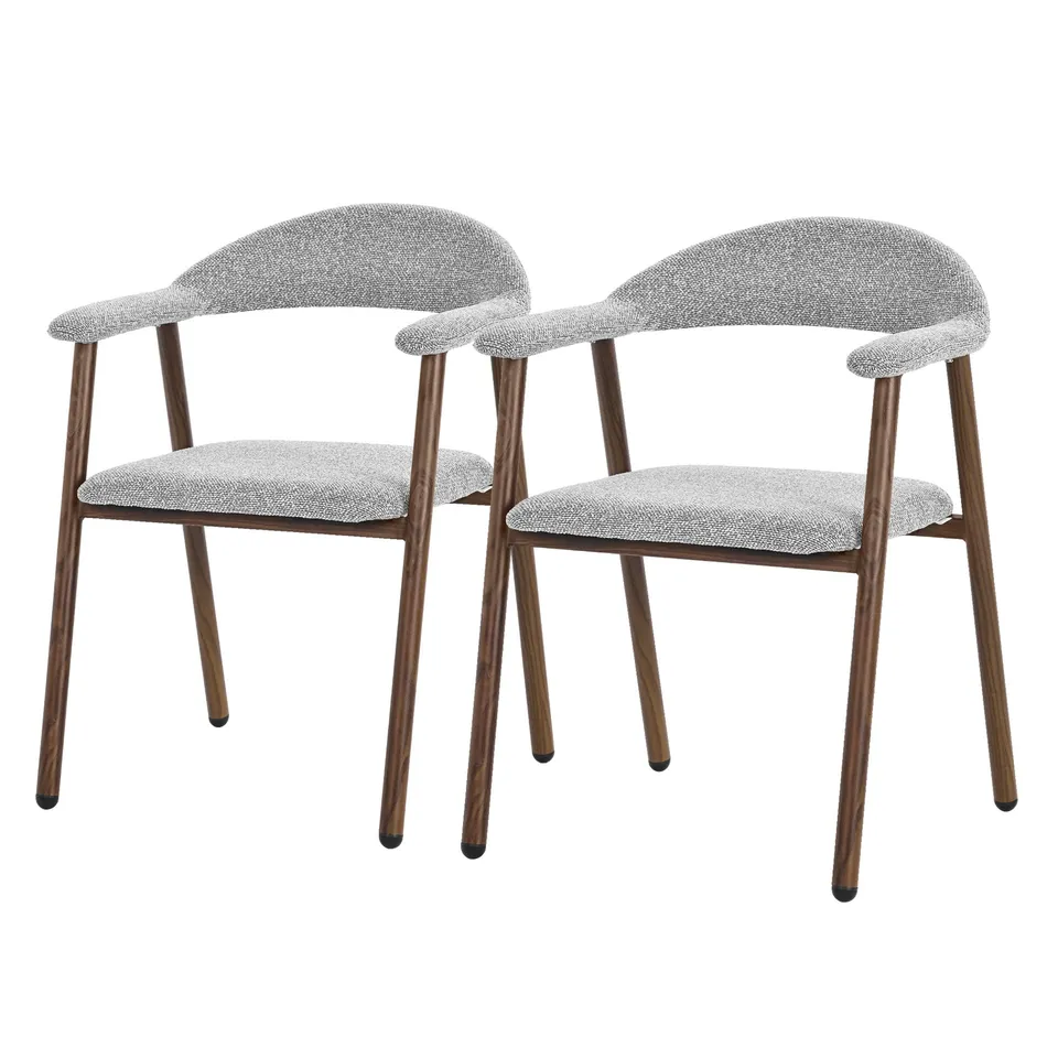 ML-Design chaises salle à manger grises lot de 2 avec accoudoirs