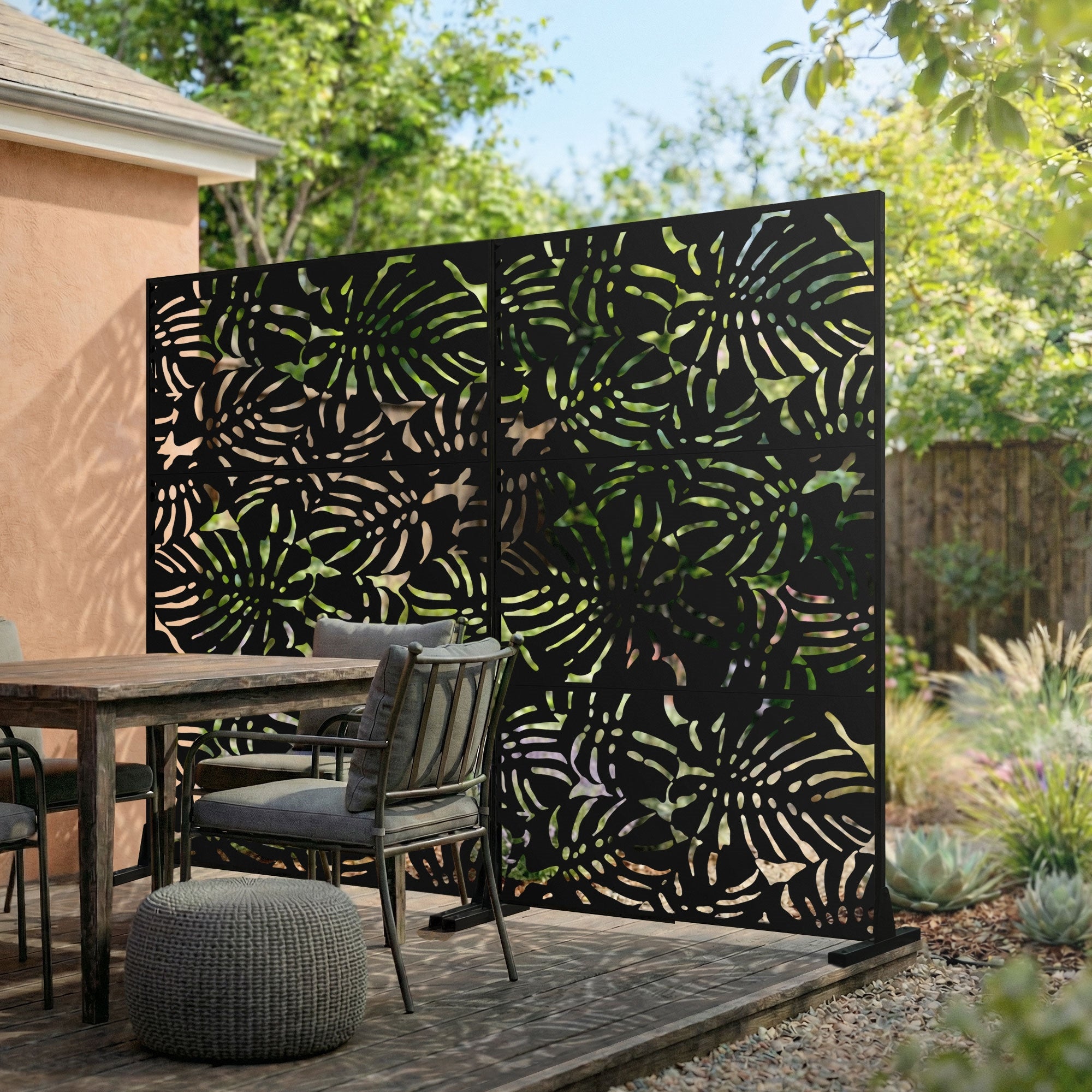 ECD Germany Möbel Roma Paravent 120x180 cm noir 3 panneaux