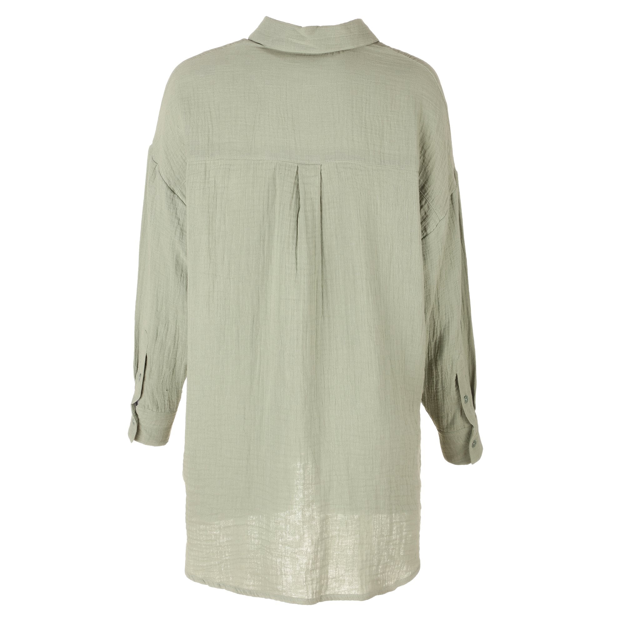 Stokomani Mode chemise oversize gaze de coton vert femme