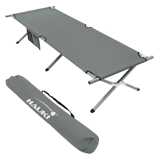 ECD Germany Hauki Lit Camping Pliant Gris 210x83 cm +Housse