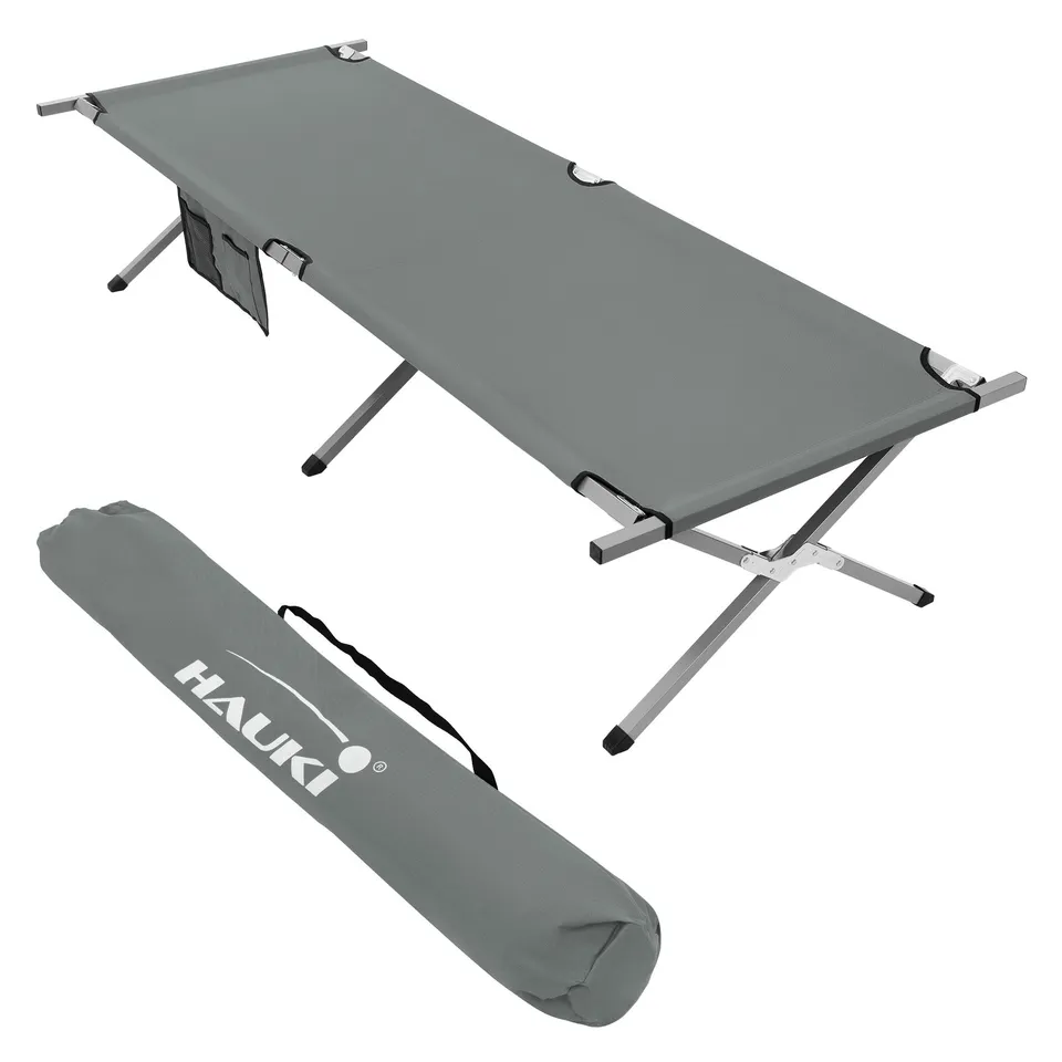 ECD Germany Hauki Lit Camping Pliant Gris 210x83 cm +Housse