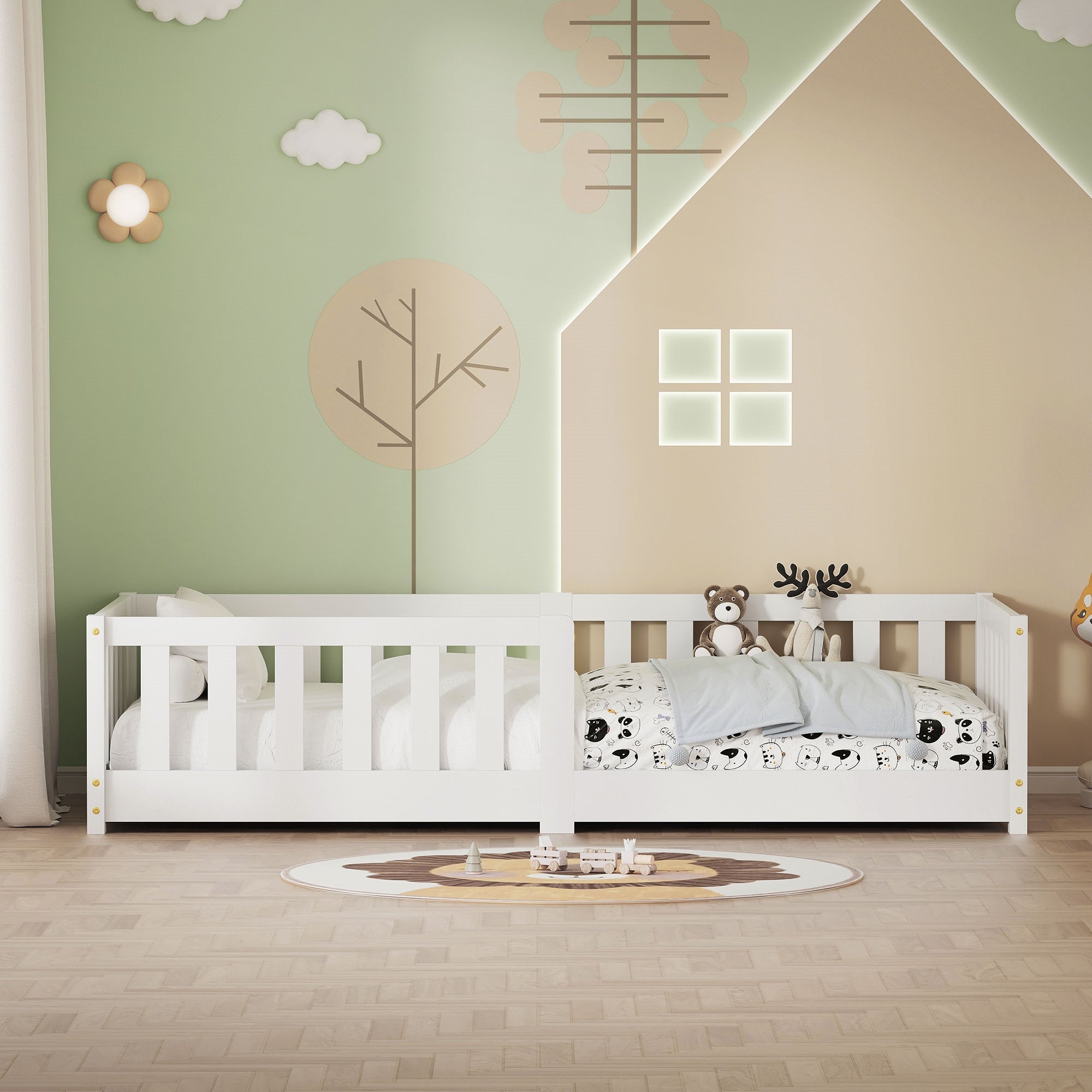 ECD Germany Kinder lit enfant blanc 80x160 pin barrière
