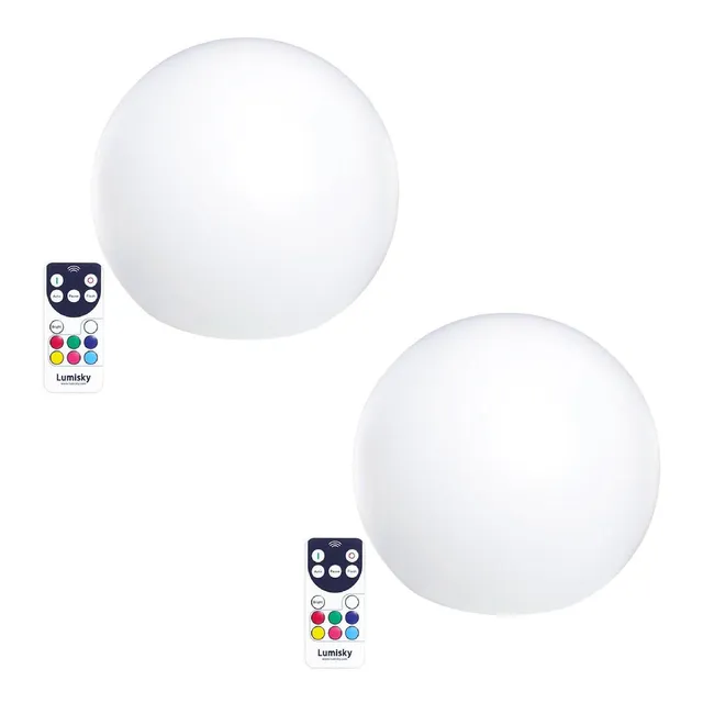 Red Deco Bobby lot 2 boules 30 cm LED RGB sans fil flottante