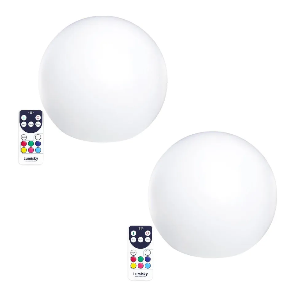 Red Deco Bobby lot 2 boules 30 cm LED RGB sans fil flottante