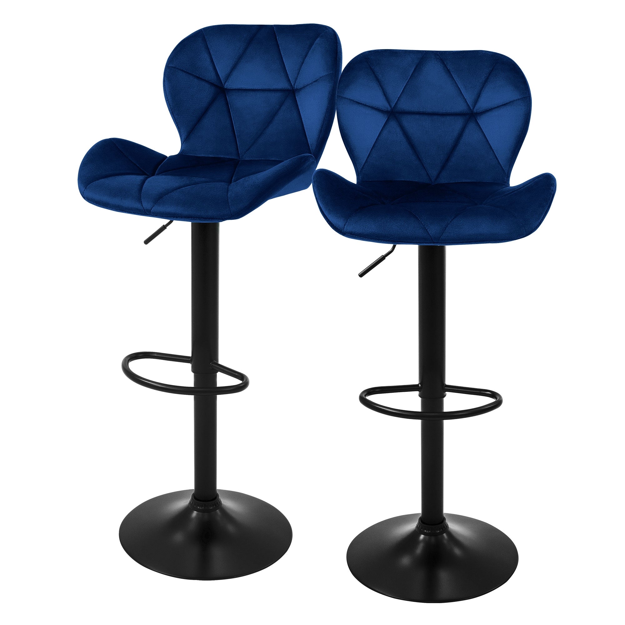 ECD Germany Möbel Tabouret Bar Velours Noir Réglable Lot 2 Dossier