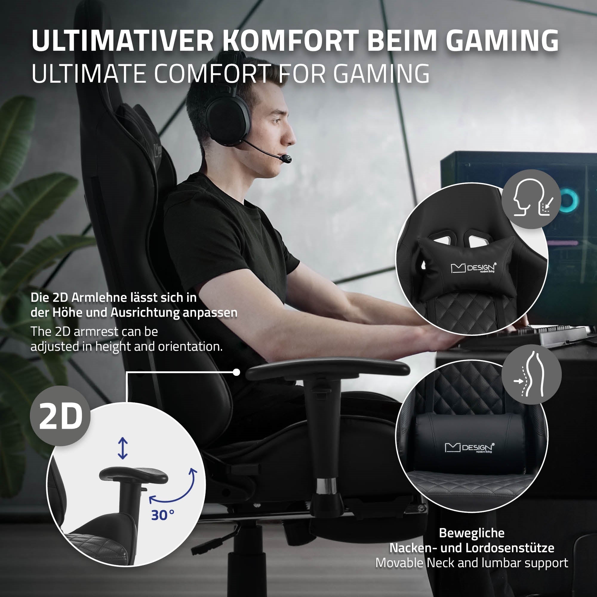 ECD Germany Möbel chaise gaming noire simili cuir