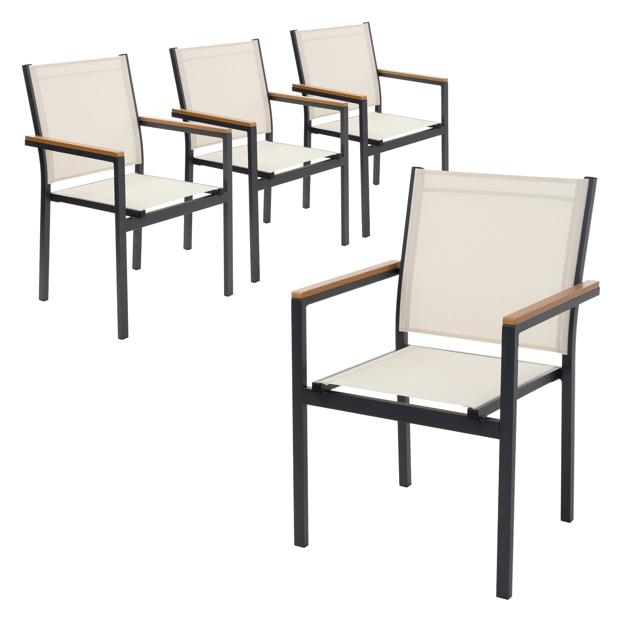ECD Germany Garten chaise jardin beige textilène lot 2
