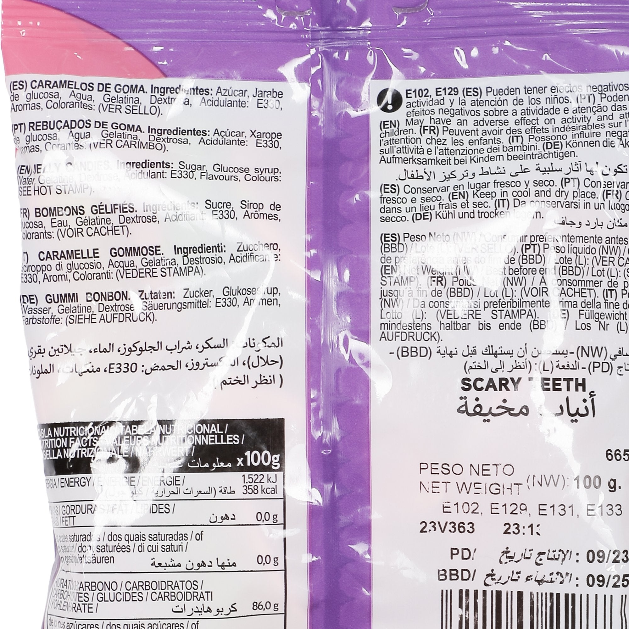 Scary Teeth Sachet de bonbons dents Halloween