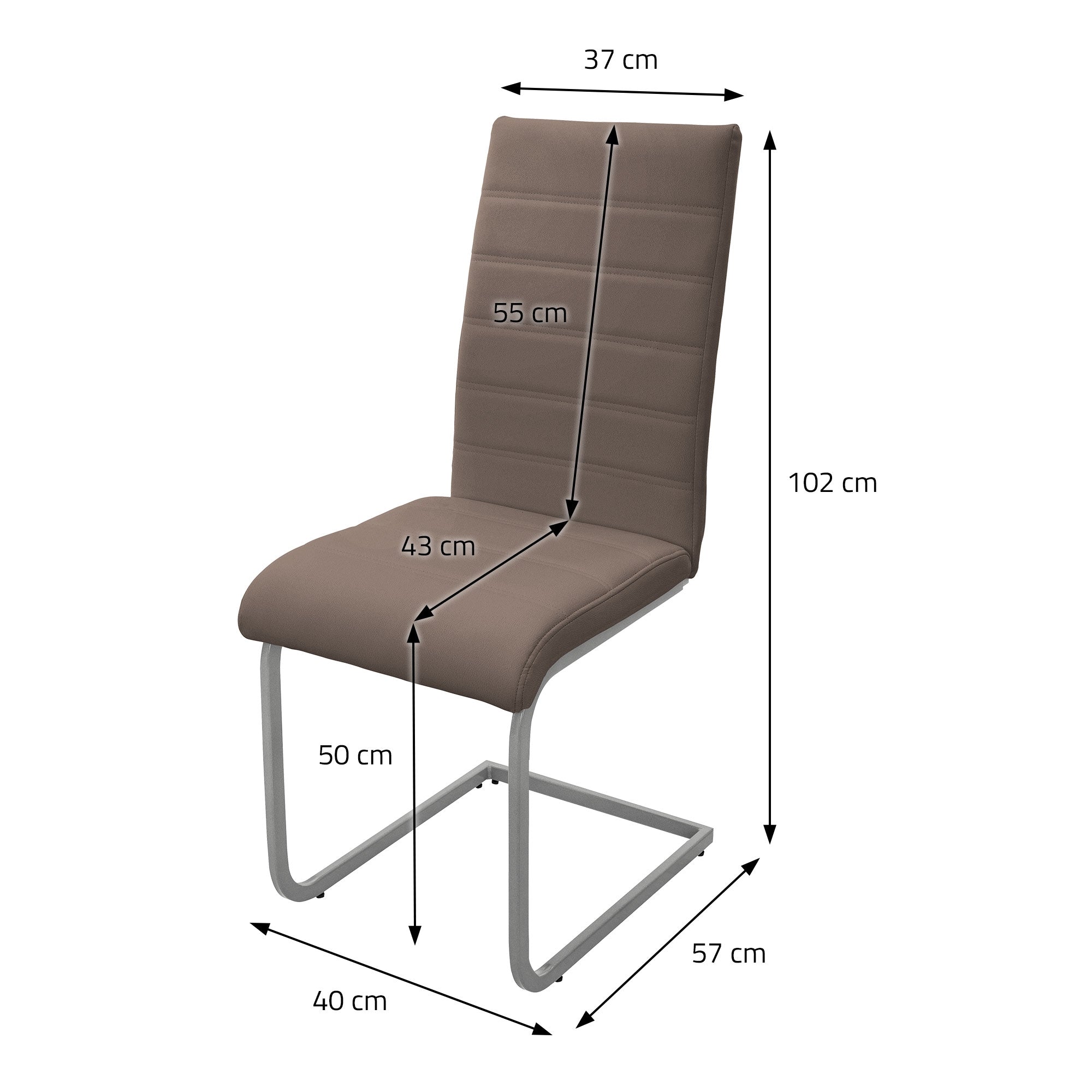 ECD Germany ML-Design chaise cantilever marron lot 4 simili cuir