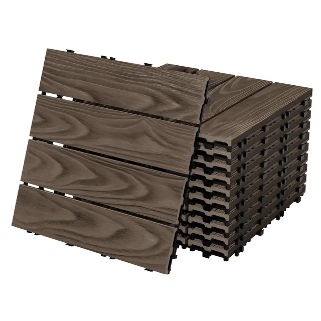 ECD Germany Garten Dalles terrasse 30x30 marron foncé 2m² effet bois
