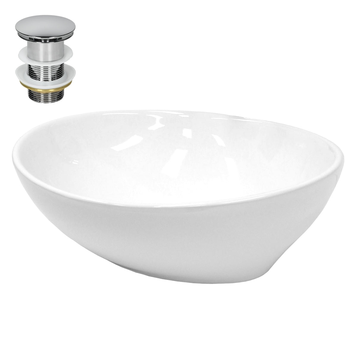 ECD Sanitär LuxeBath vasque céramique blanche 41x33 bonde argent