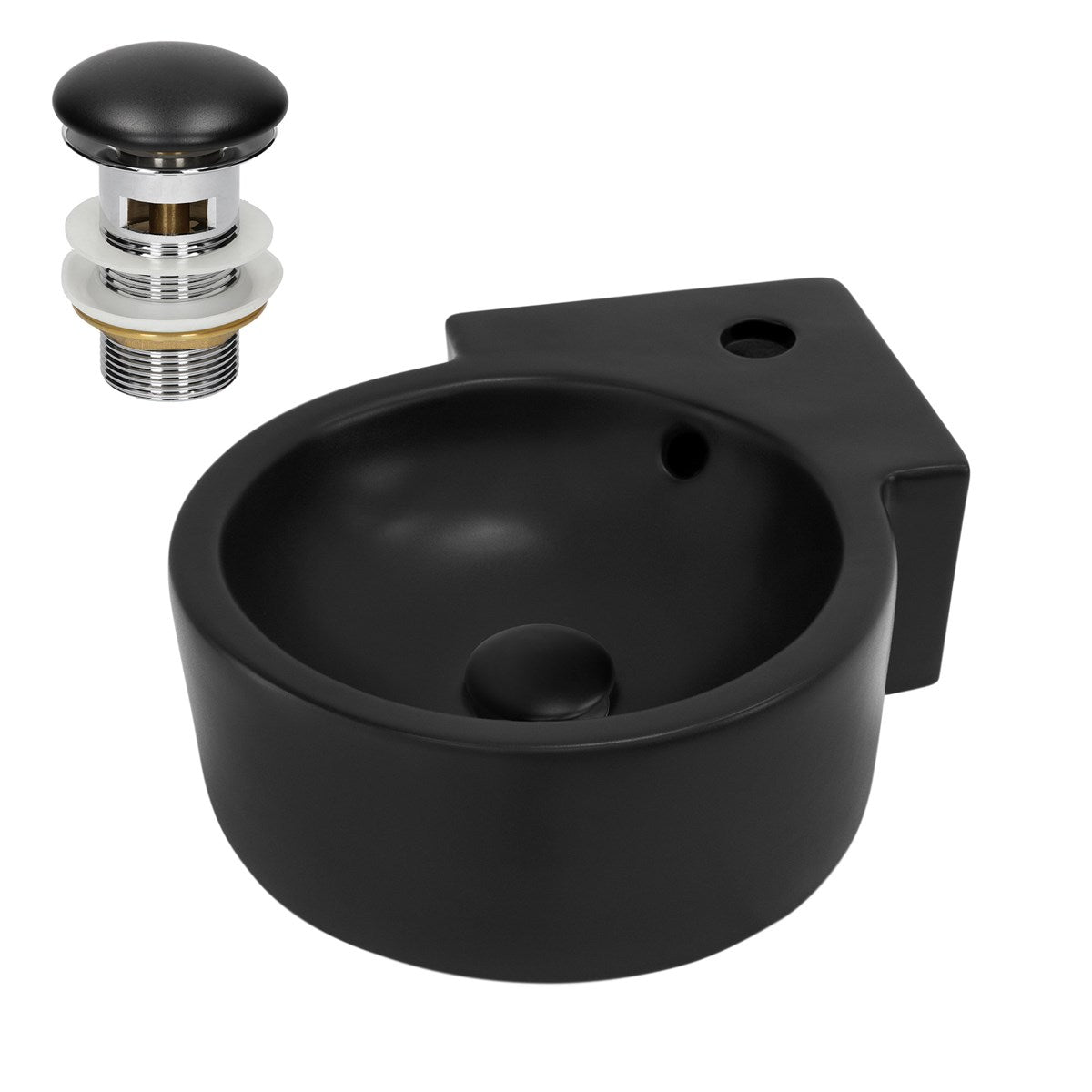 ECD Germany Sanitär LuxeBath lavabo noir avec bonde argent