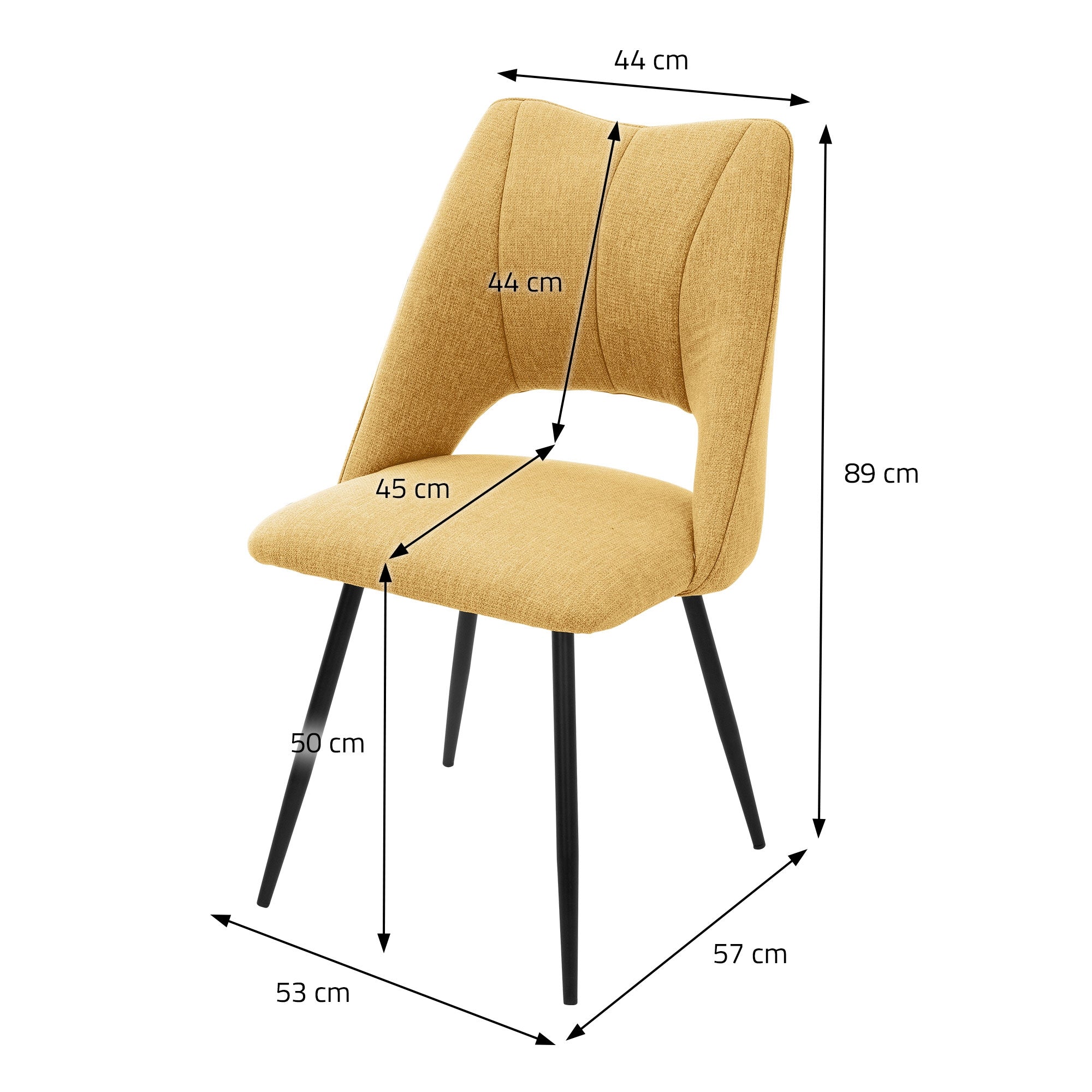 ML-Design chaise salle à manger jaune moutarde lot de 4