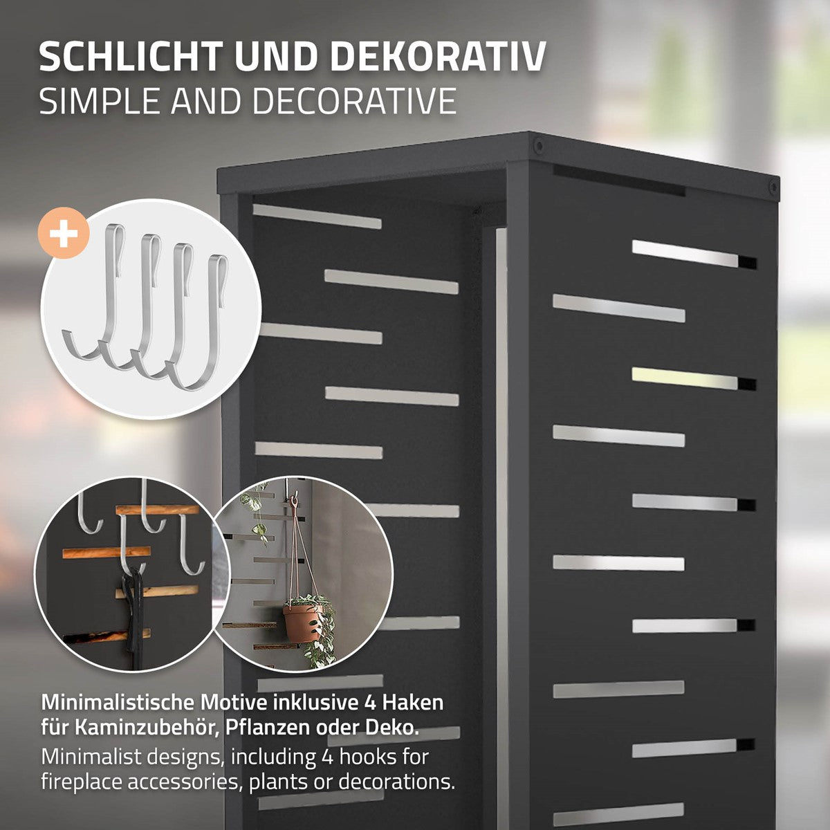 ML-Design range-bûches colonne 37,5x37,5x112 cm anthracite