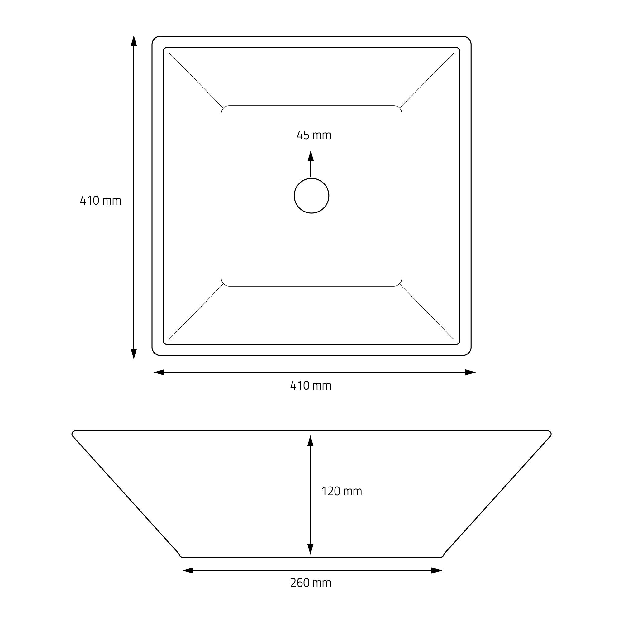 ECD Germany Sanitär vasque à poser noire 41 cm céramique + bonde