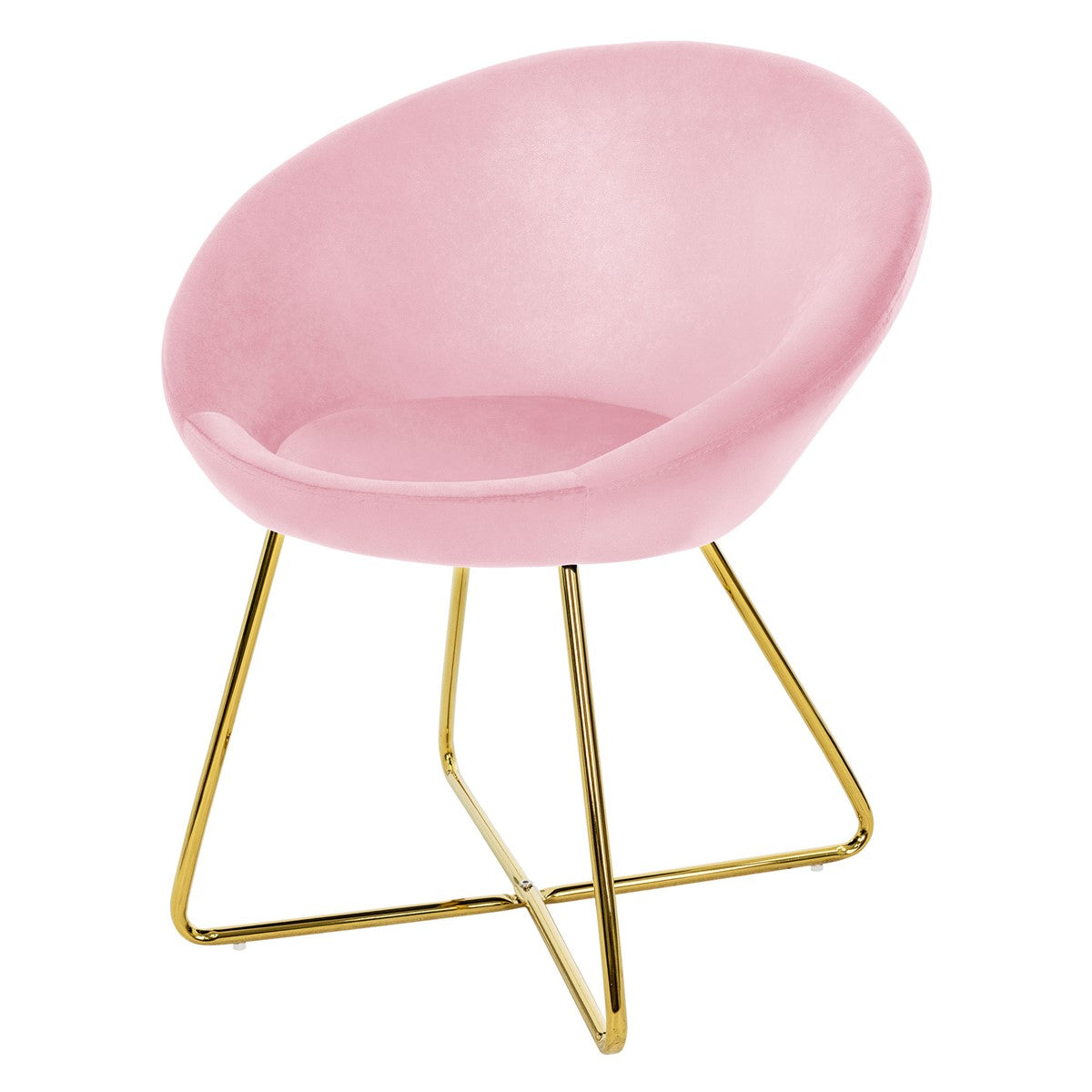 ECD Germany Möbel chaise velours dossier rond bleu pieds dorés