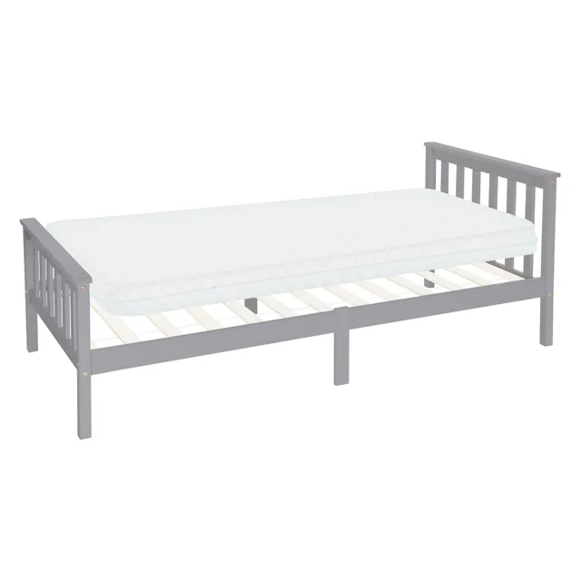 ECD Germany ML-Design lit simple 90x200 pin gris clair matelas 10cm