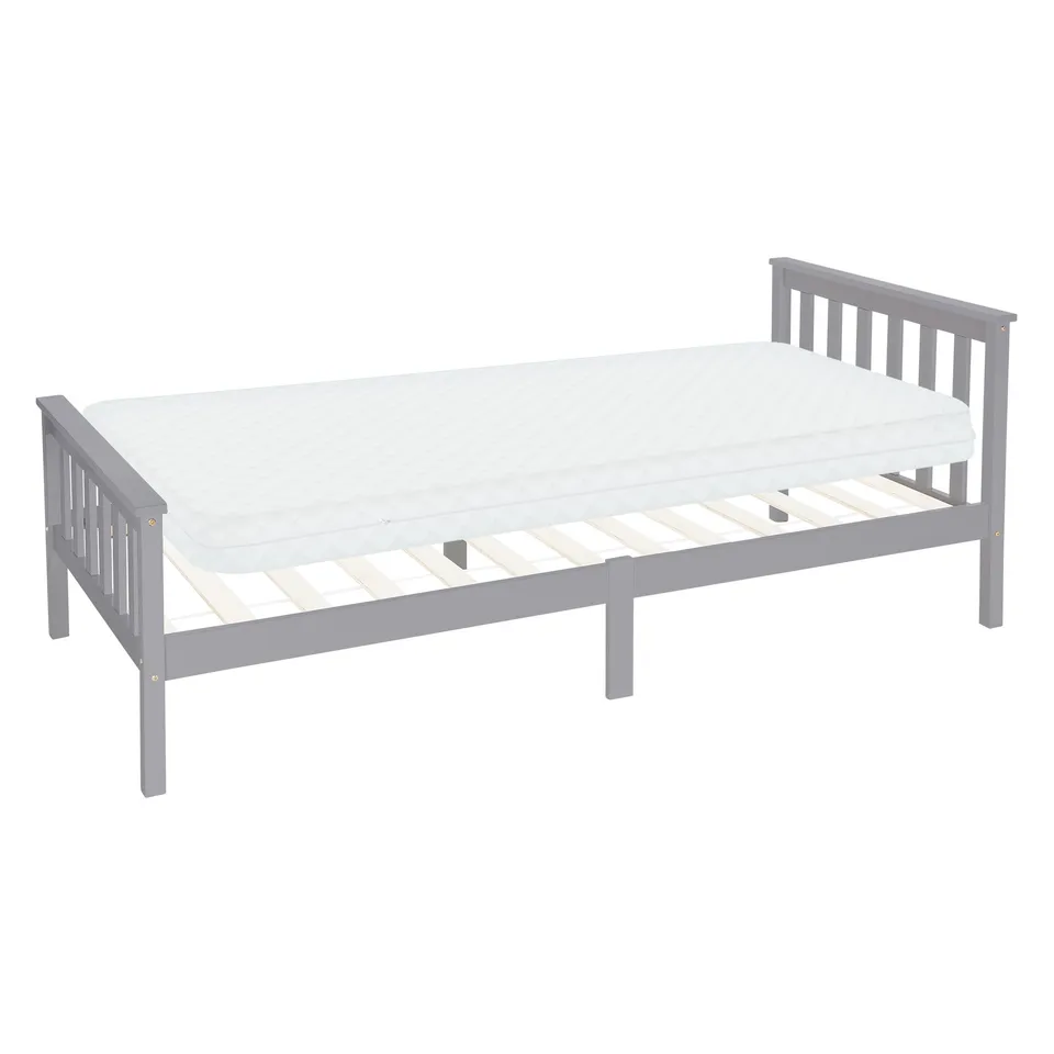 ECD Germany ML-Design lit simple 90x200 pin gris clair matelas 10cm