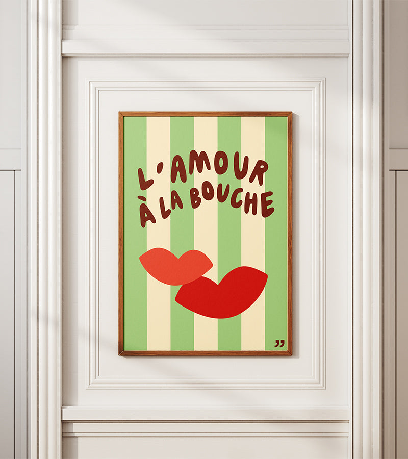 L'amour à la bouche poster déco murale couple