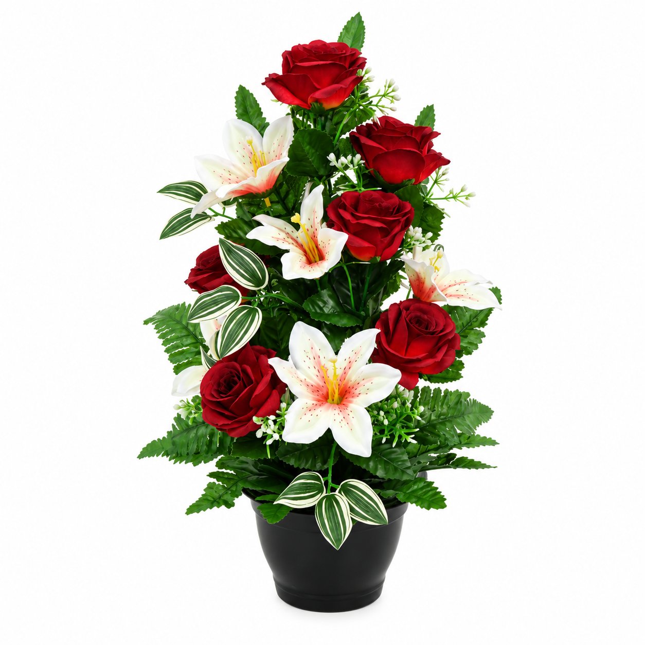 Stokomani Maison Pot rose lys gypsophile 40 cm déco